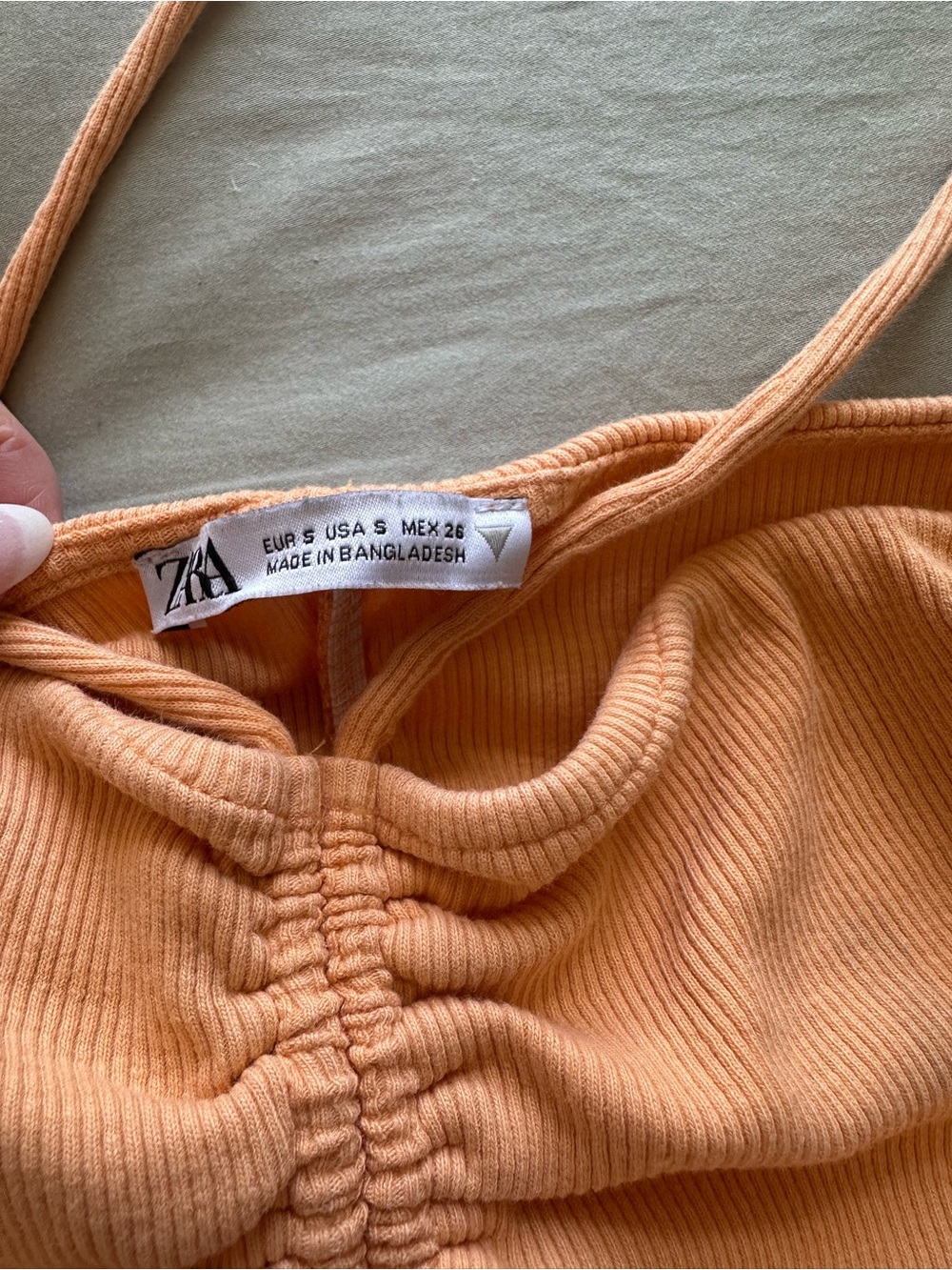 Zara Peach Ribbed Ruched Halter Top - Picture 4 of 6